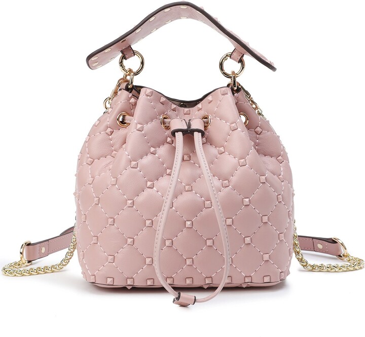 Tiffany & Fred Quilted Studded Lambskin Drawstring Shoulder Bag - ShopStyle