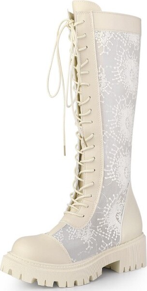 Allegra K Women's Floral Lace Mesh Wedges Sandals White 10 : Target