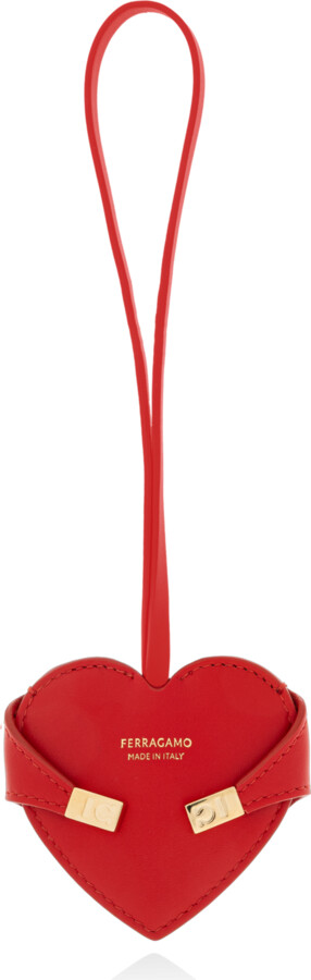 Ferragamo Leather Heart-shaped Pendant  - Red
