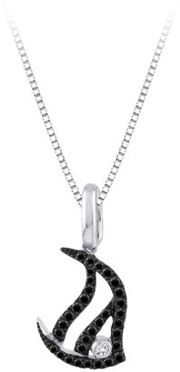 KATARINA and White Diamond Fish Pendant with Chain in 10K White Gold (1/4 cttw)