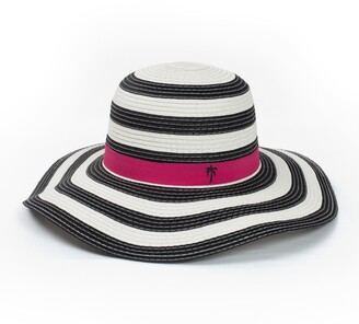Shady Lady Women's Packable Adjustable Straw Beach Hat with Navy and White  Stripes and Pink Band - Blue, Pink - ShopStyle