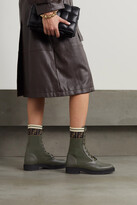 Thumbnail for your product : Fendi Logo-jacquard Stretch-knit And Leather Ankle Boots