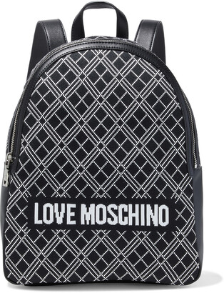 Love Moschino Jacquard-paneled Faux Leather Backpack