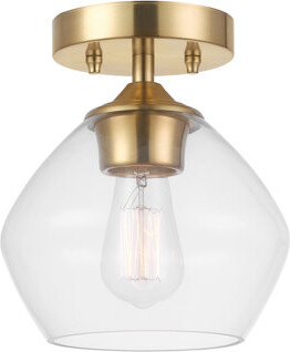 Breakwater Bay Molchadsky 1-Light Semi-Flush Mount Ceiling Lighting Matte Brass Clear Glass Shade