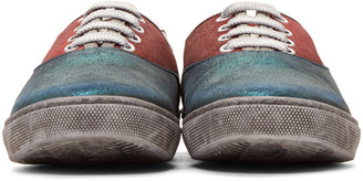 Marc Jacobs Red Distressed Metallic Sneakers