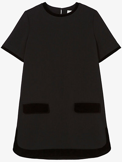 Claudie Pierlot Womens Black Velvet Short-Sleeve Stretch-Woven Mini Dress 14