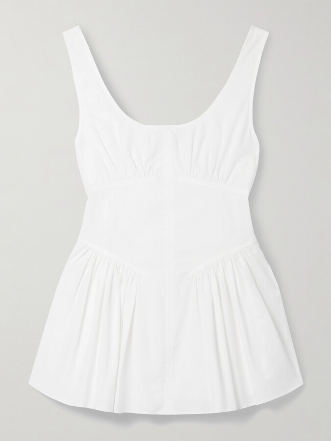 Proenza Schouler White Label Bader Gathered Stretch-cotton Poplin Peplum Top - US0