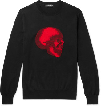 Alexander McQueen Slim-Fit Skull-Intarsia Cotton Sweater