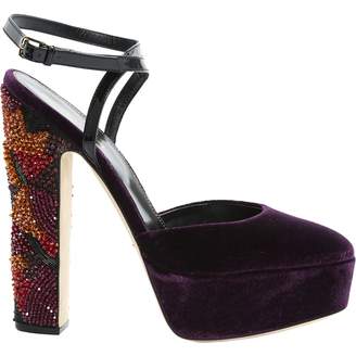 Sergio Rossi Purple Velvet Sandals