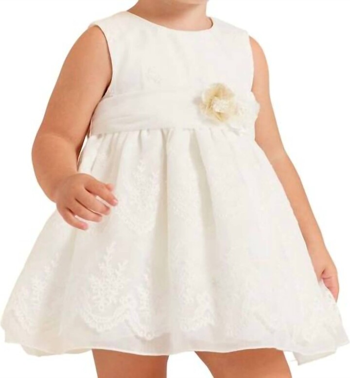 Abel & Lula Organza-Embroidered Occasion Dress In White