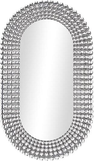 Silver Glass Radial Crystal Frame Wall Mirror 28" x 1" x 48" By Ivory And Iris