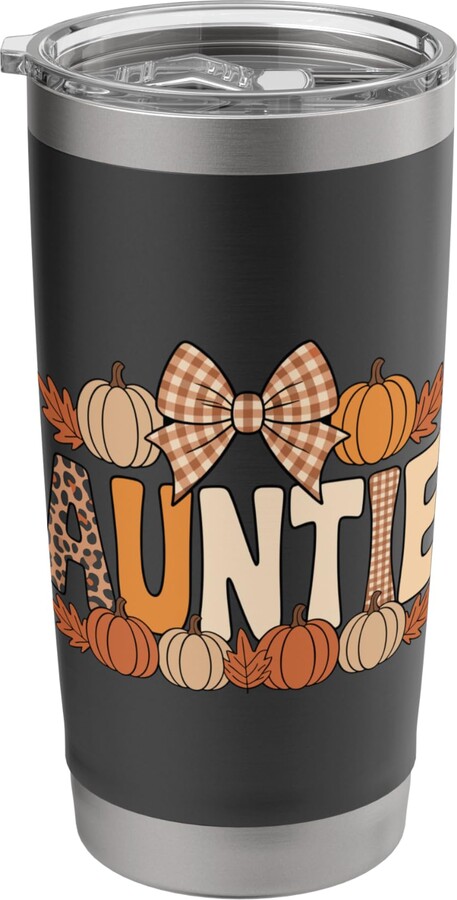 Autumn Auntie Pumpkin Fall Harvest Aesthetic Auntie Autumn Bow Pumpkin Spice Fall Thanksgiving Aunt Stainless Steel Insulated Tumbler