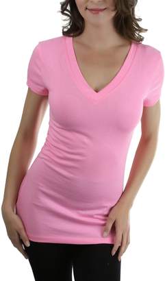 ToBeInStyle Women's Short Sleeve V-Neck Basic T-Shirt - S