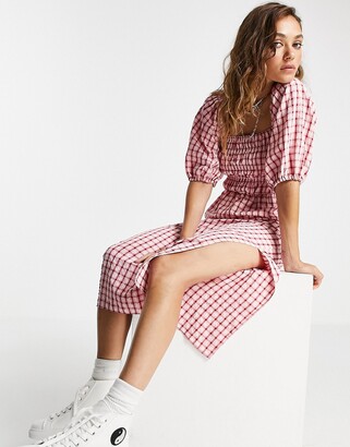 topshop pink check dress
