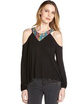 Thumbnail for your product : Love Sam black beaded stretch jersey cutout shoulder top