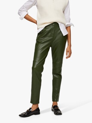MANGO Risky Leather Trousers, Green - ShopStyle
