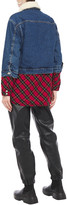 Thumbnail for your product : Maje Faux Shearling-trimmed Denim And Checked Flannel Jacket