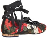 Thumbnail for your product : Paloma Barceló 10mm Embroidered Satin Lace Up Flats