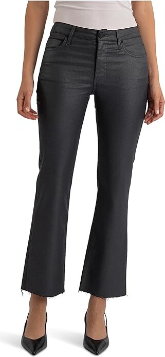 KUT from the Kloth Kelsey High-Rise Ankle Flare With Raw Hem Women's Jeans Silver Bell : 12 26.5, Denim/Lycra/Modal
