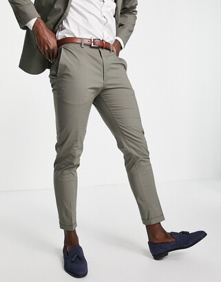 Jack and Jones slim fit cropped suit trousers in green