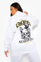 Thumbnail for your product : boohoo Petite Skull Oversized Back Print Hoody
