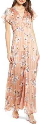 4SI3NNA the Label Floral Satin Maxi Dress