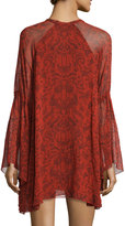 Thumbnail for your product : IRO Appoline Long-Sleeve Damask Shift Dress, Red/Dark Navy