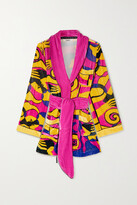 Thumbnail for your product : SLEEPING WITH JACQUES + Net Sustain Bon Vivant Belted Printed Velvet Robe - Yellow