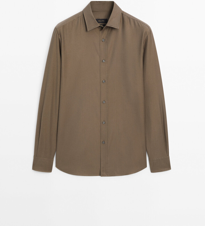 Massimo Dutti Slim Fit Striped Cotton Twill Shirt - ShopStyle