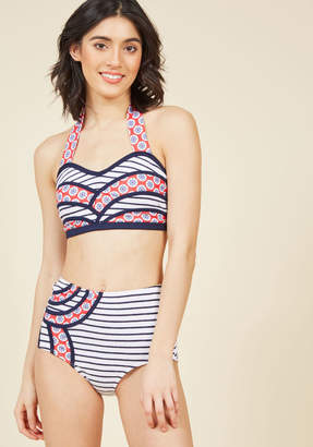 ModCloth Set the Serene Bikini Top in Nautical in 4X - Halter by High Dive by from