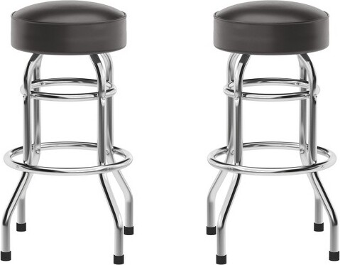 Flash Furniture FlashFurnitureBruno2PackDoubleRingChromeBarstoolwithDarkBrownSeat