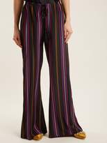 Thumbnail for your product : Figue Simone Striped Straight Leg Silk Trousers - Womens - Pink Multi