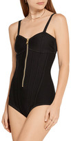 Thumbnail for your product : Balmain Ribbed Stretch-knit Bodysuit - Black