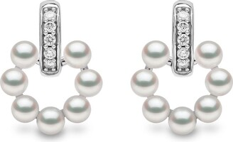 Yoko London 18kt white gold Eclipse Akoya pearl and diamond hoop earrings