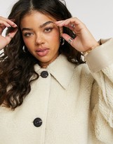 Thumbnail for your product : ASOS DESIGN borg bonded collared coat in cream