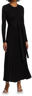 Proenza Schouler Belted Pleated Silk & Cashmere Midi Dress