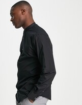 Thumbnail for your product : French Connection grandad collar slim fit shirt in black