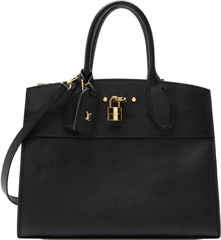 Louis Vuitton Black Calfskin City Steamer Mm (Authentic Pre-Loved)