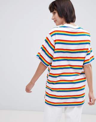 Monki Rainbow Stripe Oversized t-shirt