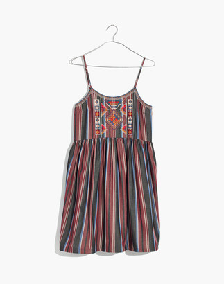 Madewell Embroidered Babydoll Cami Dress in Stripe