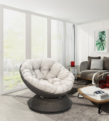 Bay Isle Home Tuten 40.25\ Wide Swivel Indoor/Outdoor Papasan Chair
