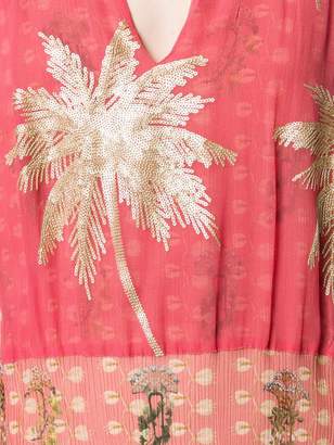 AILANTO Embellished Palm Tree Dress