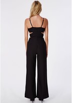 Thumbnail for your product : Missguided Strappy Cut-Out Wide Leg Jumpsuit Black
