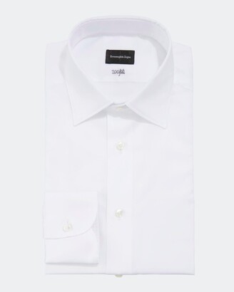 Ermenegildo Zegna Men's Solid Cento Fili Cotton Regular-Fit Dress Shirt