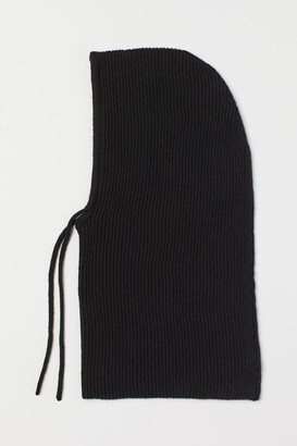 soft knit balaclava with collar and drawstring h&m