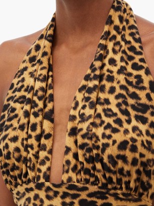 Norma Kamali Halterneck Leopard-print Jumpsuit - Leopard