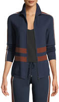 Thumbnail for your product : Loro Piana High-Neck Striped Ribbed Athletic Jacket
