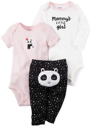 Carter's 3-Pc. Cotton Panda Bodysuits and Pants Set, Baby Girls