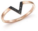 Thumbnail for your product : Chicco Zoë 14K Rose Gold Black Pavé Diamond Small V Ring