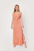 Thumbnail for your product : Nasty Gal Womens Strappy Satin Side Slit Maxi Dress - Pink - 8